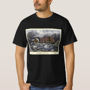 Camiseta Navidad Vintage, Patinadores de Invierno Temprano 