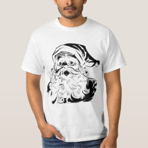 Camiseta Navidad Vintage, Retro Alegre Santa Claus, Negro