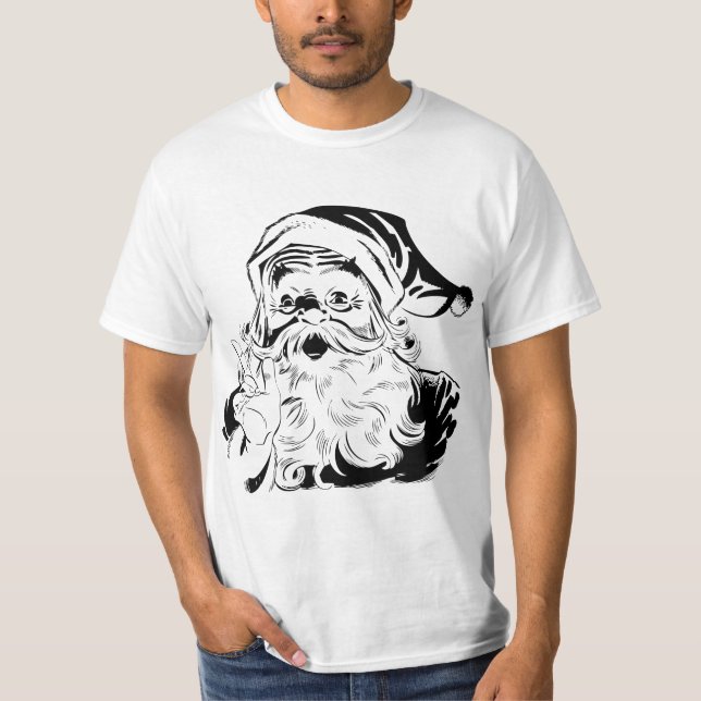 Camiseta Navidad vintage, Retro Jolly Santa Claus, negro (Anverso)