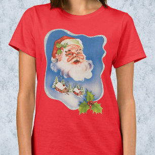 Camiseta Navidad Vintage, Retro Santa Claus Alegre