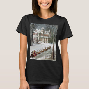 Camiseta Navidad Vintage, San Nicolás con Reno