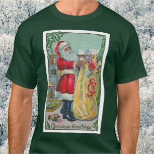 Camiseta Navidad vintage, Santa Claus victoriano con juguet