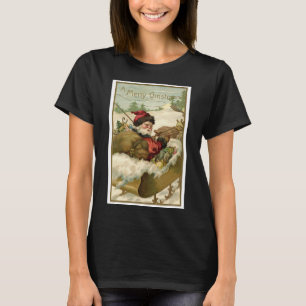 Camiseta Navidad Vintage, Santa Claus Victoriano en Trineo