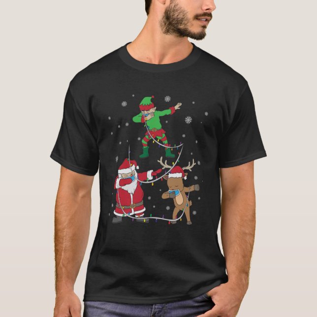 Camiseta Navidades 2020 Dabbing Santa Elf Reindeer Face Mas (Anverso)