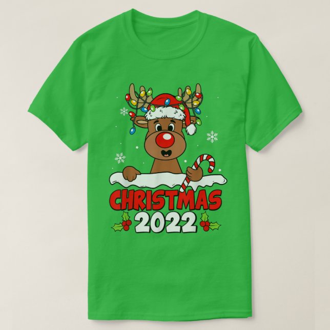 Camiseta Navidades 2022 Lámparas de Navidad de renos Nieve  (Diseño del anverso)