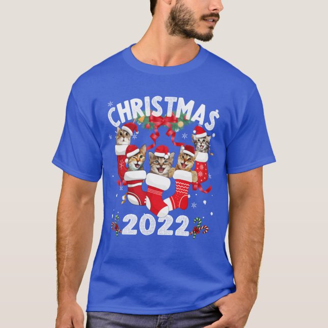 Camiseta Navidades 2022 Navidades gatos Stocking family (Anverso)