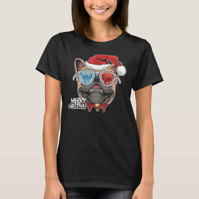 Camiseta Navidades A Pitbull Perro Santa Hat En (Anverso)