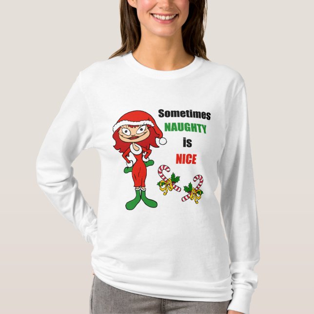 Camiseta Navidades A Veces traviesos es agradable - Auburn  (Anverso)