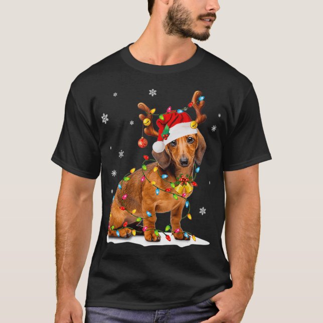 Camiseta Navidades Aburlan Dashund Con Luces Navidades (Anverso)