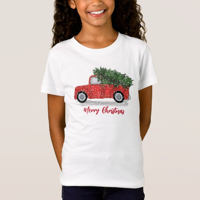 Camiseta Navidades acribillan feriado de camiones rojos de  (Anverso)