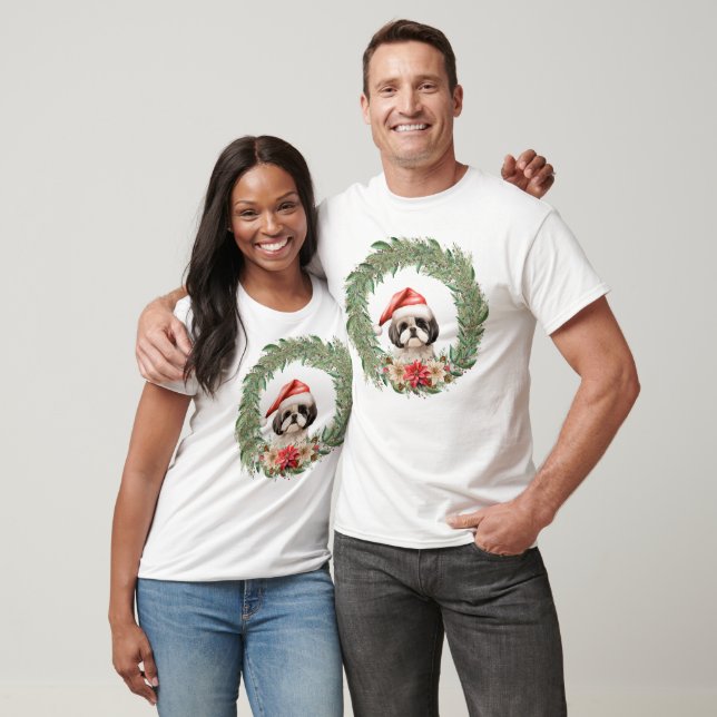 Camiseta Navidades acuarelas Diseño de Perros Florales (Unisexo)