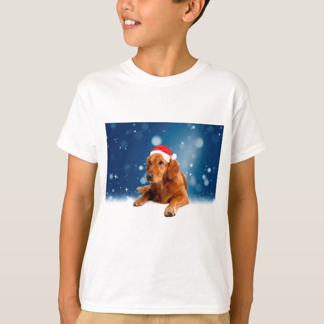 Camiseta Navidades adoran la nieve del perro de Santa Hat (Anverso)