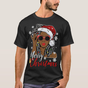 Camiseta Navidades africanos Chicas negros Santa Claus Merr