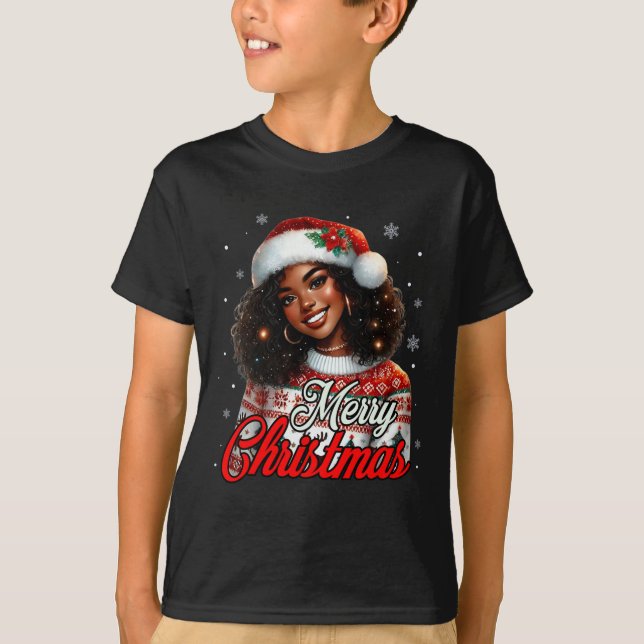 Camiseta Navidades afroamericanas mamá negra africana (Anverso)
