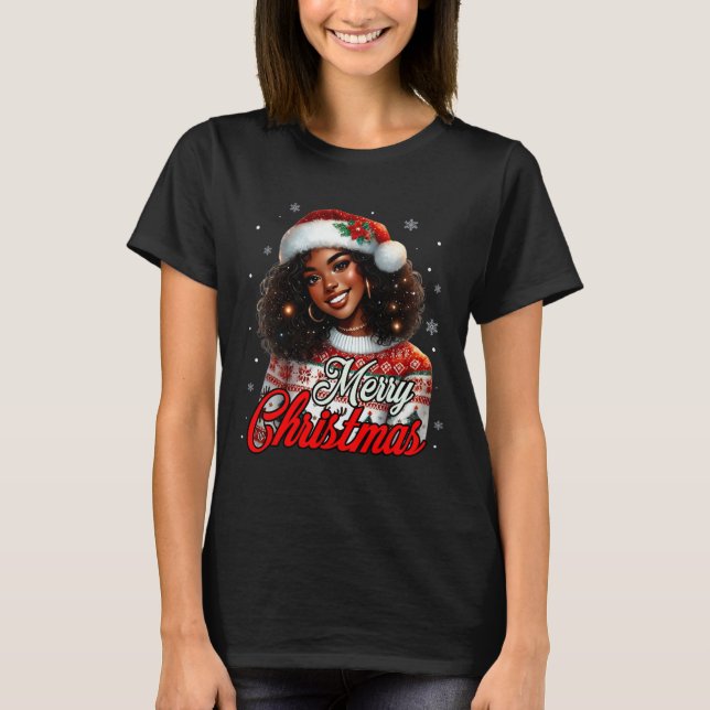 Camiseta Navidades afroamericanas mamá negra africana (Anverso)
