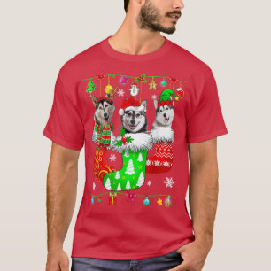 Camiseta Navidades agarran Pajama Siberian Husky Perro Cach