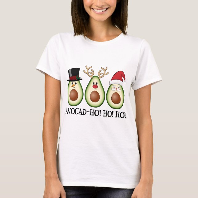 Camiseta Navidades Aguacate Frosty, Rudolph y Santa (Anverso)