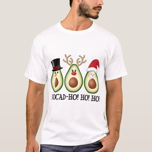 Camiseta Navidades Aguacate Frosty, Rudolph y Santa (Anverso)
