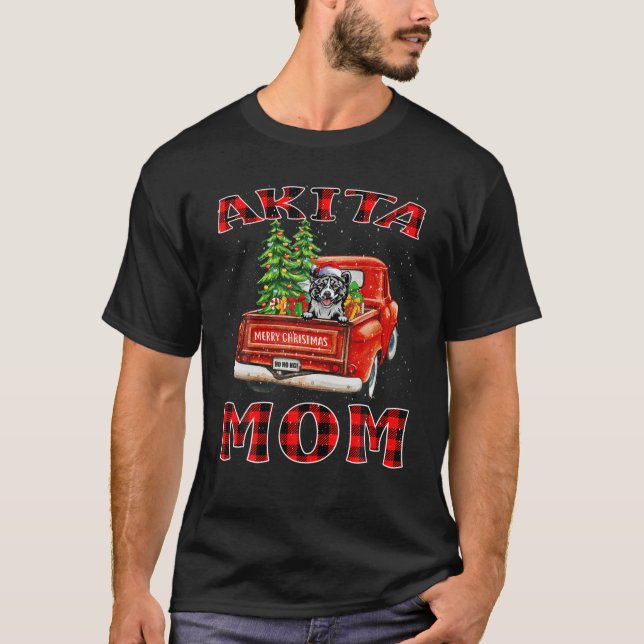 Camiseta Navidades Akita Mamá Gorra Santa Camión Perro reve (Anverso)