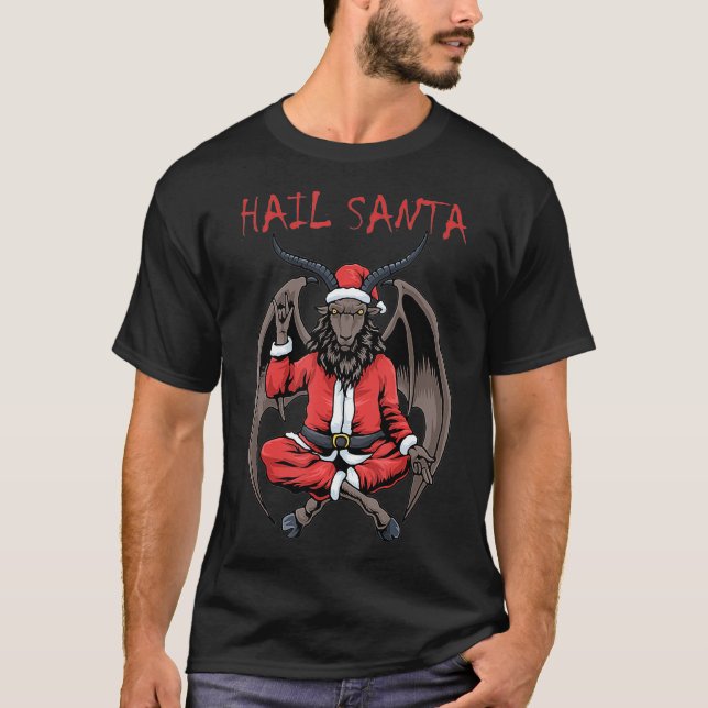 Camiseta Navidades alaban a Santa Satanism Goat Baphomet At (Anverso)