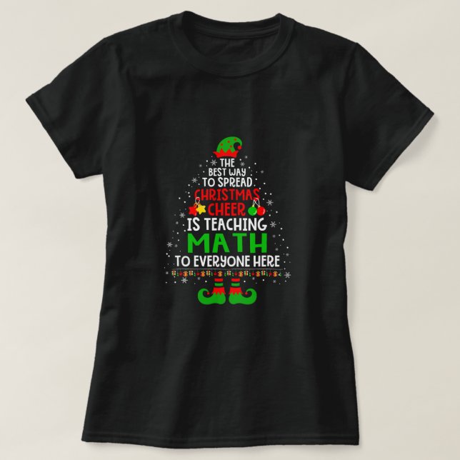 Camiseta Navidades Alegran Enseñando Maestra Santa Elf (Diseño del anverso)