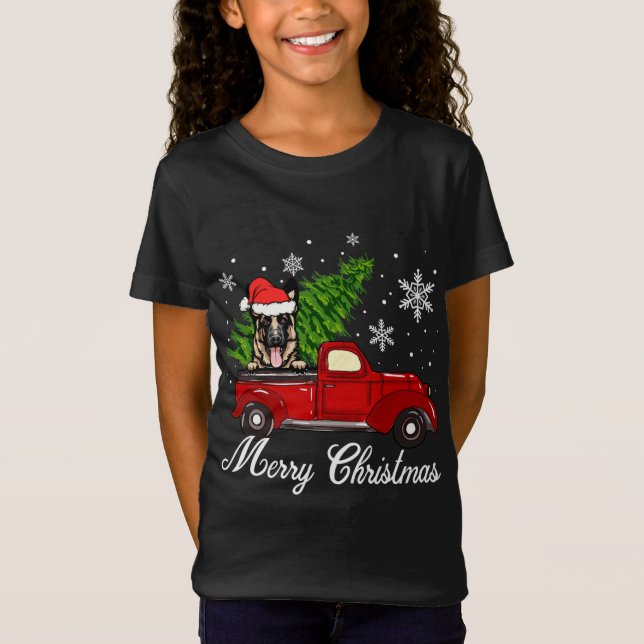 Camiseta Navidades alemanes de pastores de perros montando  (Anverso)