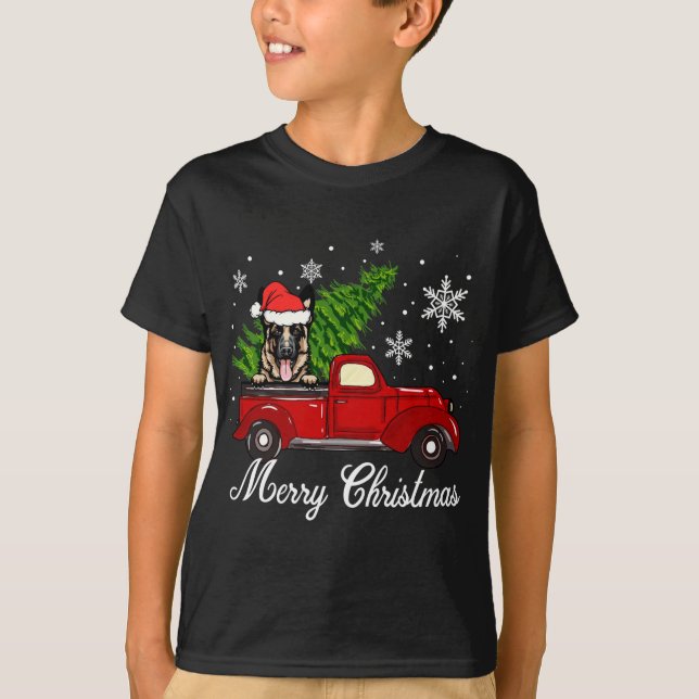 Camiseta Navidades alemanes de pastores de perros montando  (Anverso)