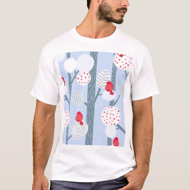 Camiseta Navidades alfileres, árboles, bosque vintage. (Anverso)