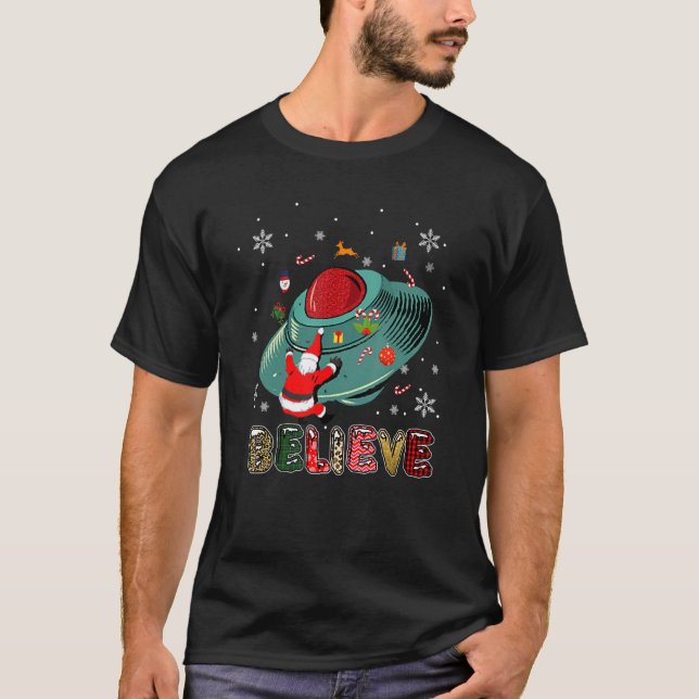Camiseta Navidades Alien Ufo Santa Claus Xmas creen (Anverso)