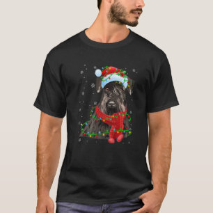 Camiseta Navidades alumbran a Schnauzer Dog Santa Hat Scarf