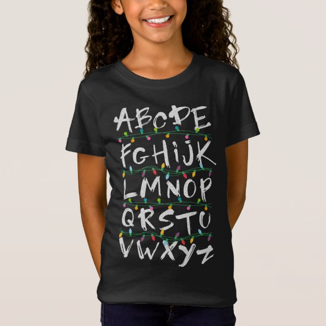 Camiseta Navidades alumbran Alphabet Xmas regalo vacaciones (Anverso)