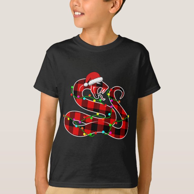 Camiseta Navidades alumbran Pajama Red Plaid Snake Animals  (Anverso)