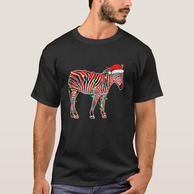 Camiseta Navidades alumbran Pajama Red Plaid Zebra Animales (Anverso)