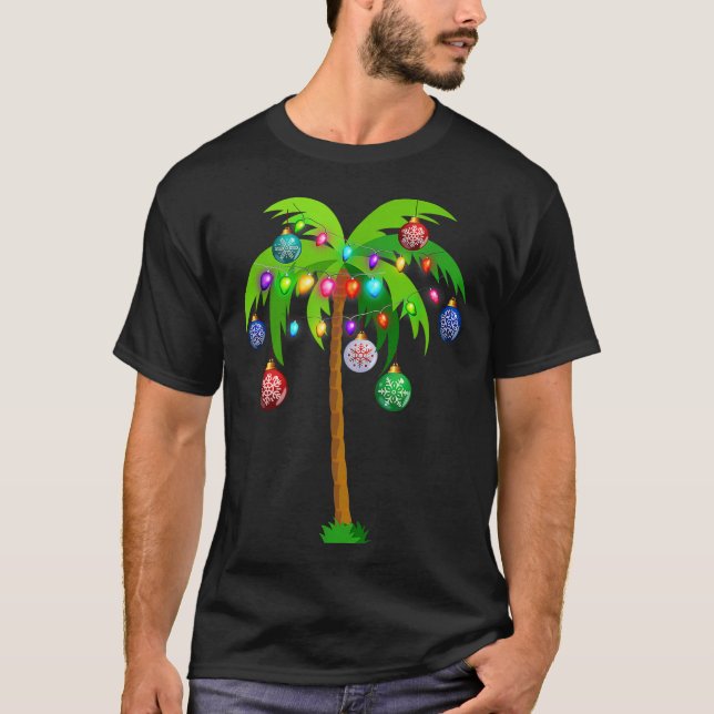 Camiseta Navidades alumbran palmeras divertidas Hawaii Beac (Anverso)