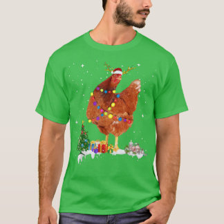 Camiseta Navidades alumbran pollo Santa Funny Árbol de Navi