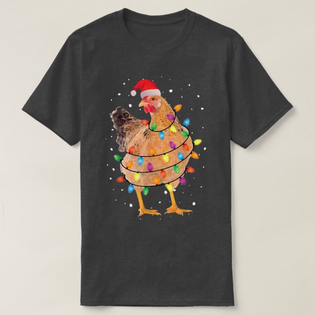 Camiseta Navidades alumbran pollo Santa Funny Árbol de Navi (Diseño del anverso)