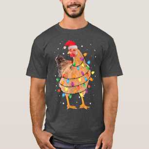 Camiseta Navidades alumbran pollo Santa Funny Árbol de Navi