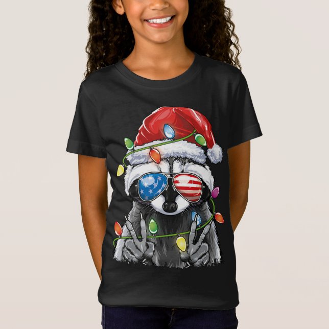Camiseta Navidades alumbran Raccoon Santa Funny Navidades T (Anverso)