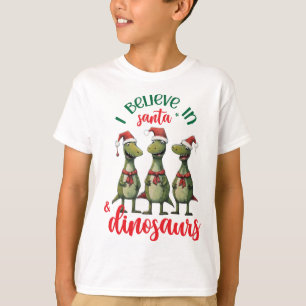 Camiseta Navidades amables que creo en Santa y los dinosaur