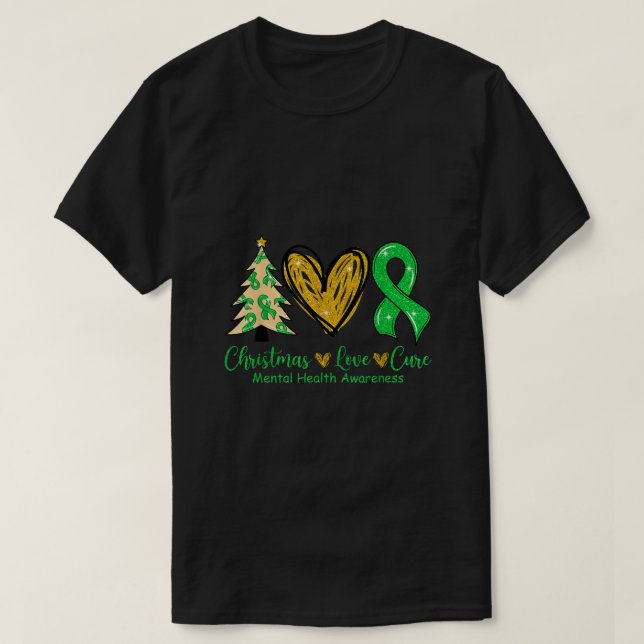 Camiseta Navidades aman la Cure Green Ribbon Mental Health  (Diseño del anverso)