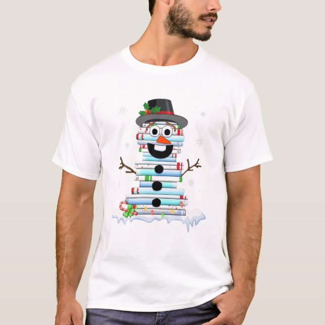 Camiseta Navidades amantes de libros de Snowman (Anverso)