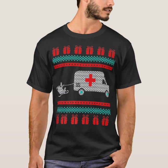 Camiseta Navidades Ambulancia de sudor feo Emergencia EMT S (Anverso)