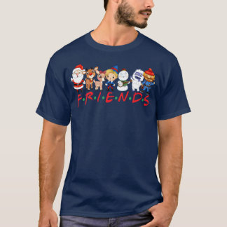 Camiseta Navidades amigos Santa Rudolph Snowman Family ret