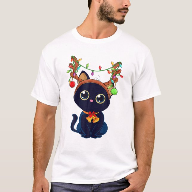 Camiseta Navidades Antillas de renos negros catódicas mujer (Anverso)