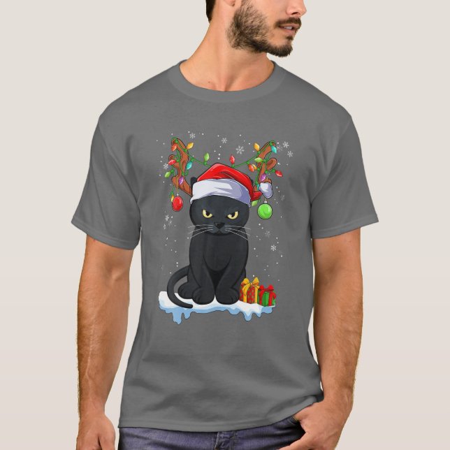 Camiseta Navidades Antlers de renos negros Nochebuena Ca gr (Anverso)