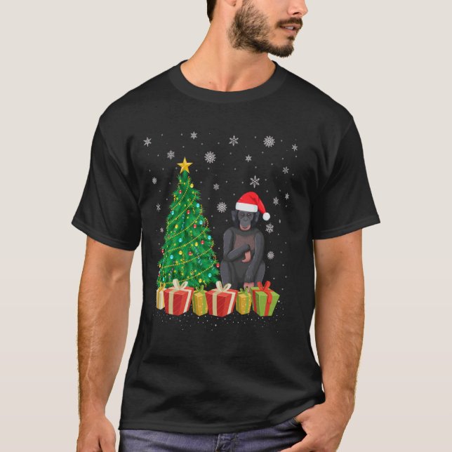 Camiseta Navidades Ape Xmas Tree Lighting Santa Hat Ape (Anverso)