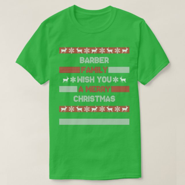 Camiseta Navidades Apellidos familia Xmas Santa Barber (Diseño del anverso)