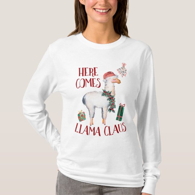 Camiseta Navidades aquí viene Llama Claus (Anverso)