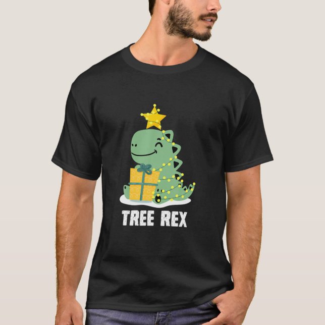 Camiseta Navidades Árbol de Dinosaurios T Rex Pajamas Niños (Anverso)