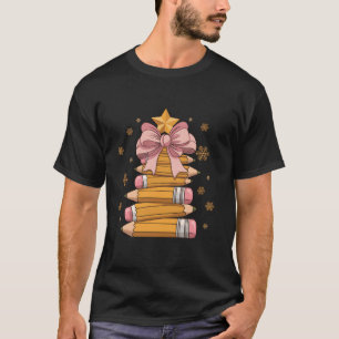 Camiseta Navidades Árbol de lápiz Cute Coqueta Rosa Teach